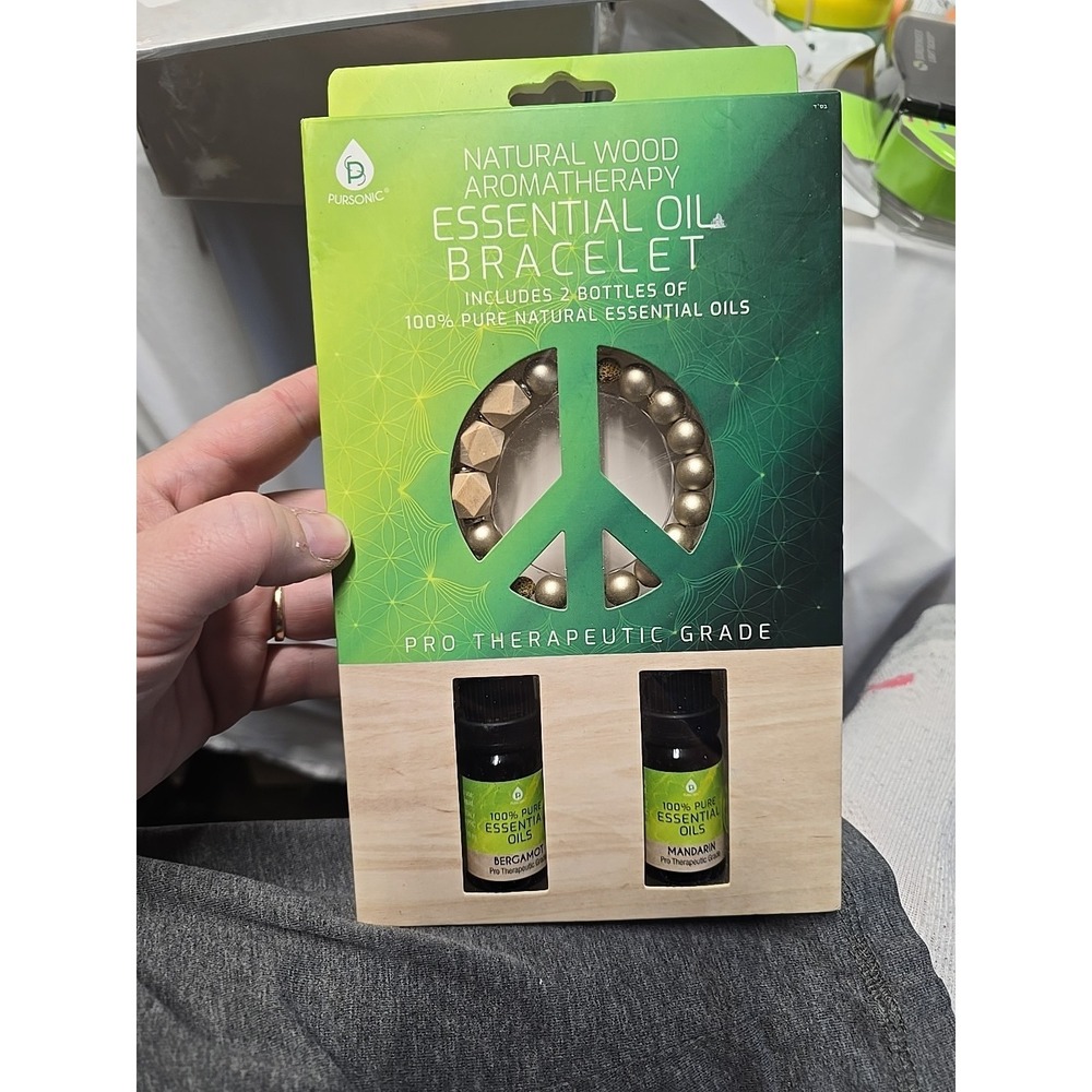 Pursonic Aromatherapy Wood Bracelet w/ Mandarin And Bergamot Essential Oil NIBS